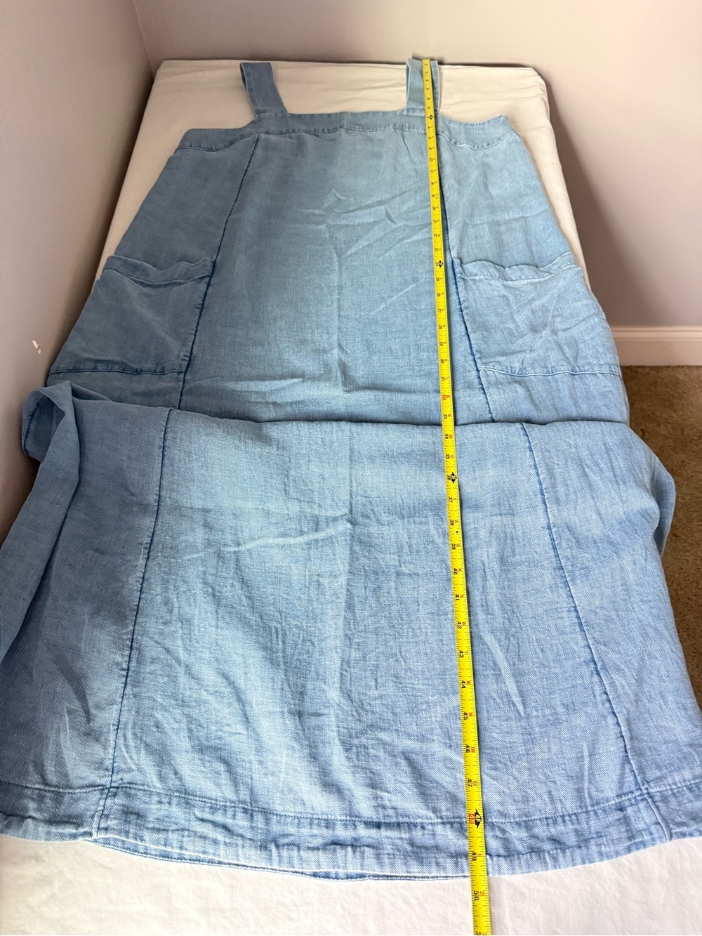 Pure Jill Indigo J Jill 100% Cotton Apron Pinafore Jumper Maxi Dress M - Picture 13 of 14